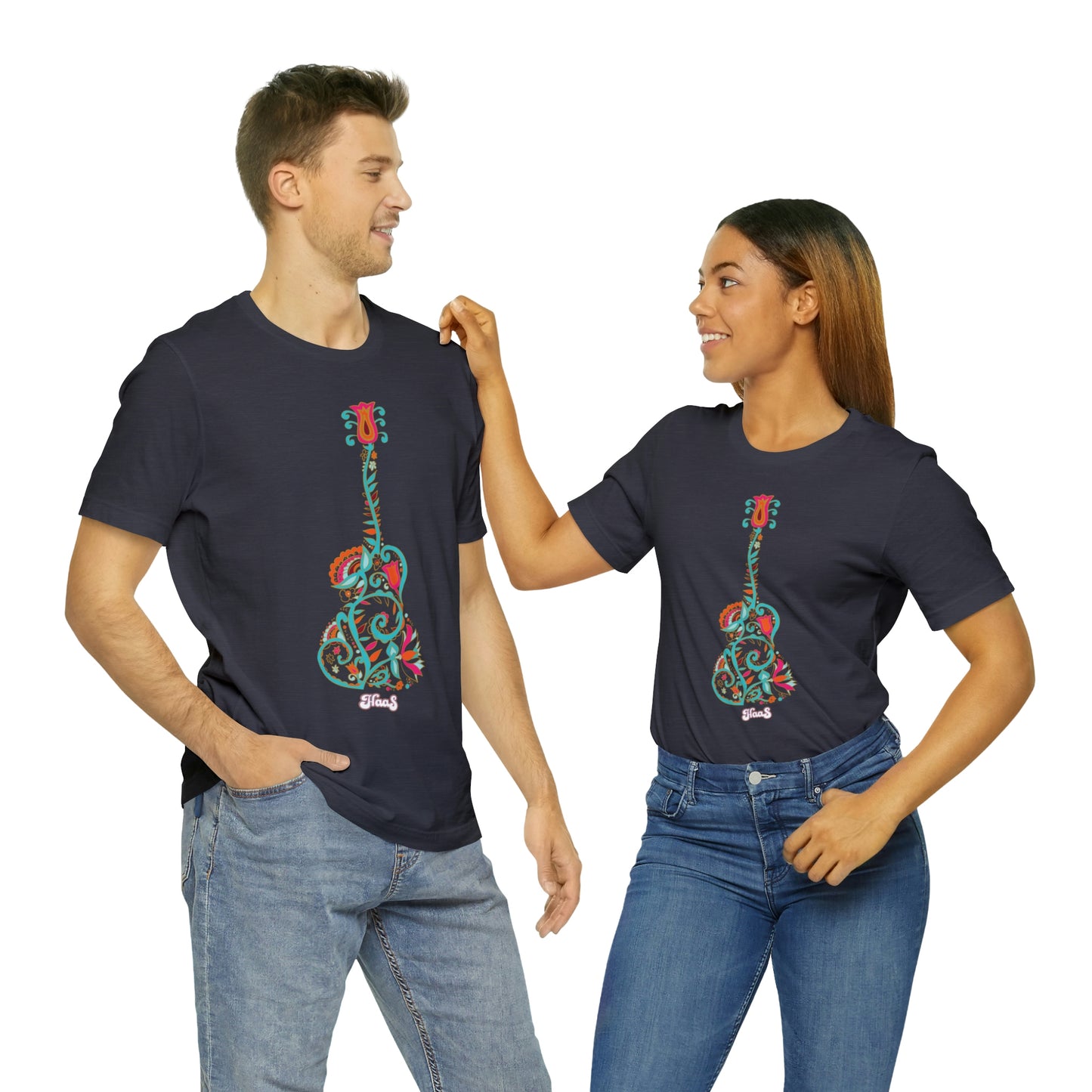 Blooming Floral Guitar Unisex Tee 100% Airlume Cotton