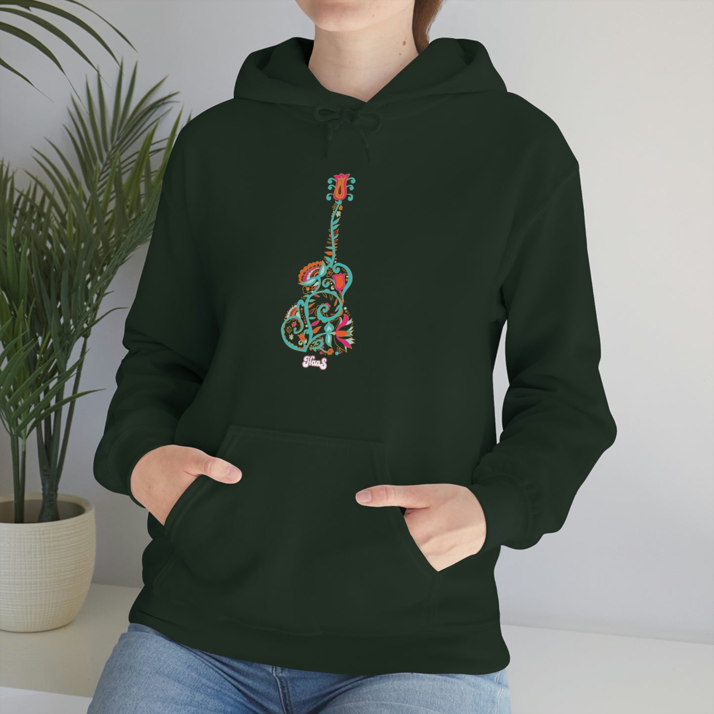 Blooming Floral Guitar Unisex Heavy Blend™ Hooded Sweatshirt