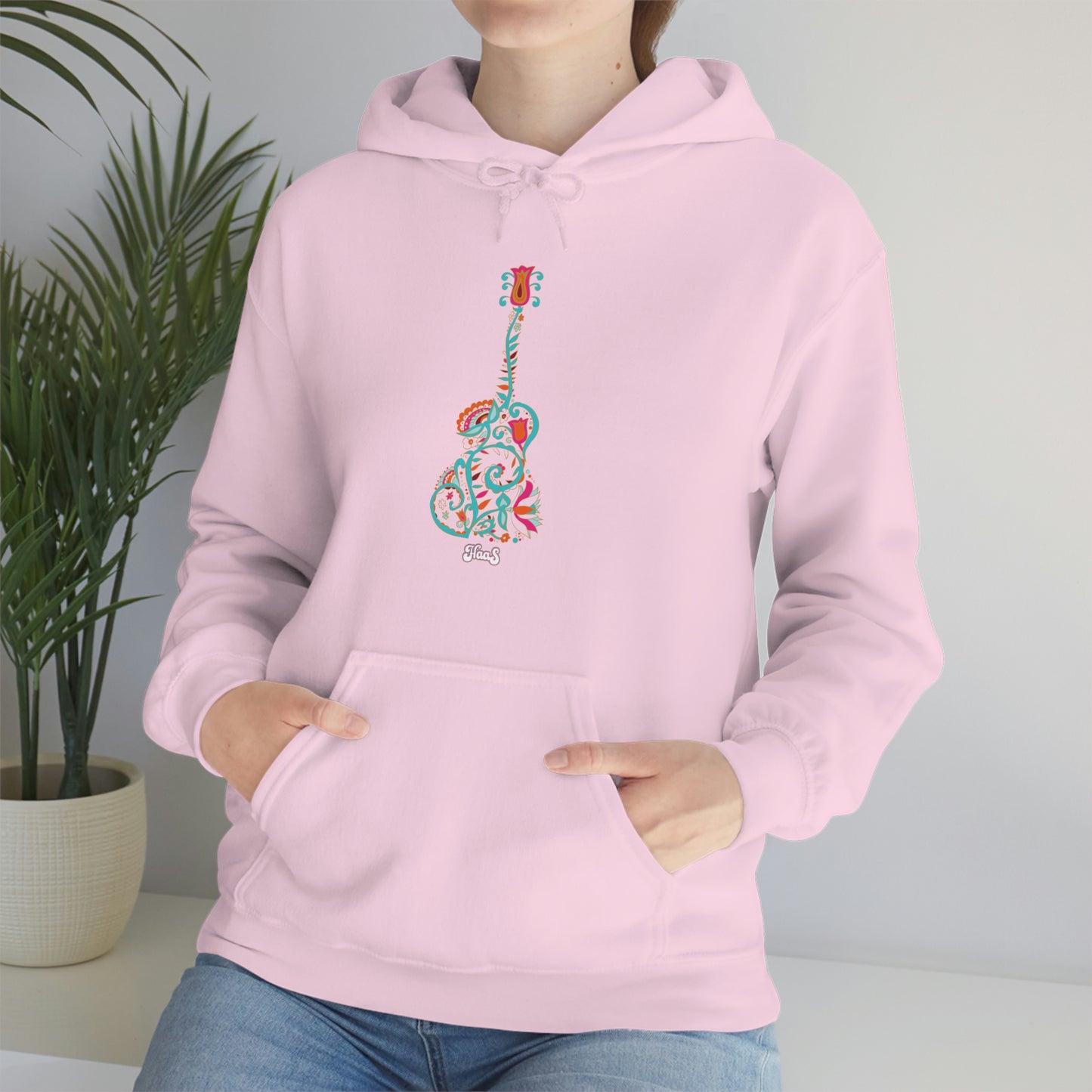 Blooming Floral Guitar Unisex Heavy Blend™ Hooded Sweatshirt