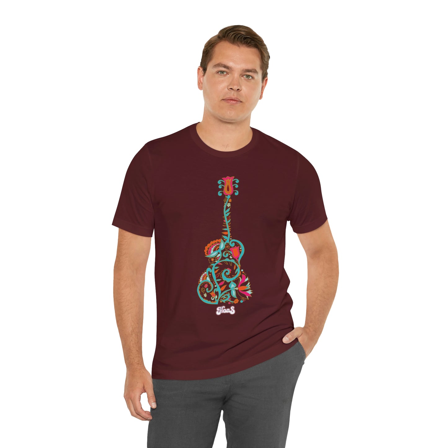 Blooming Floral Guitar Unisex Tee 100% Airlume Cotton