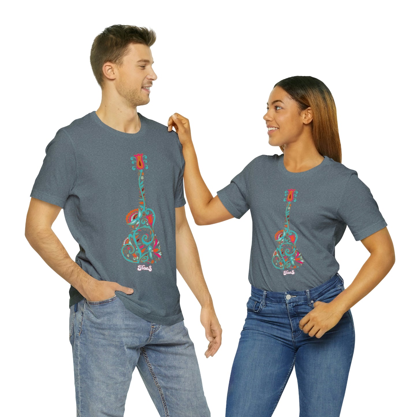 Blooming Floral Guitar Unisex Tee 100% Airlume Cotton