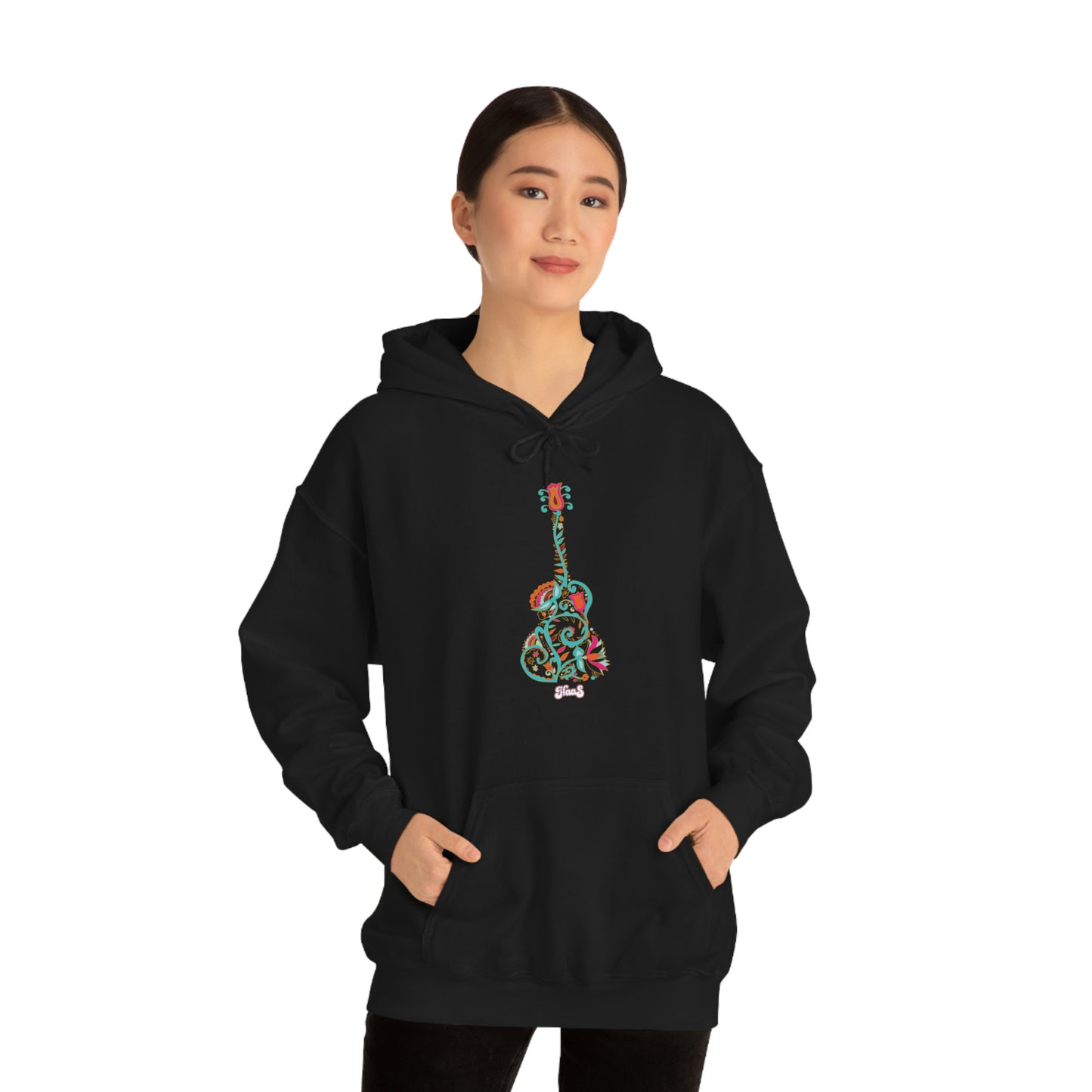 Blooming Floral Guitar Unisex Heavy Blend™ Hooded Sweatshirt