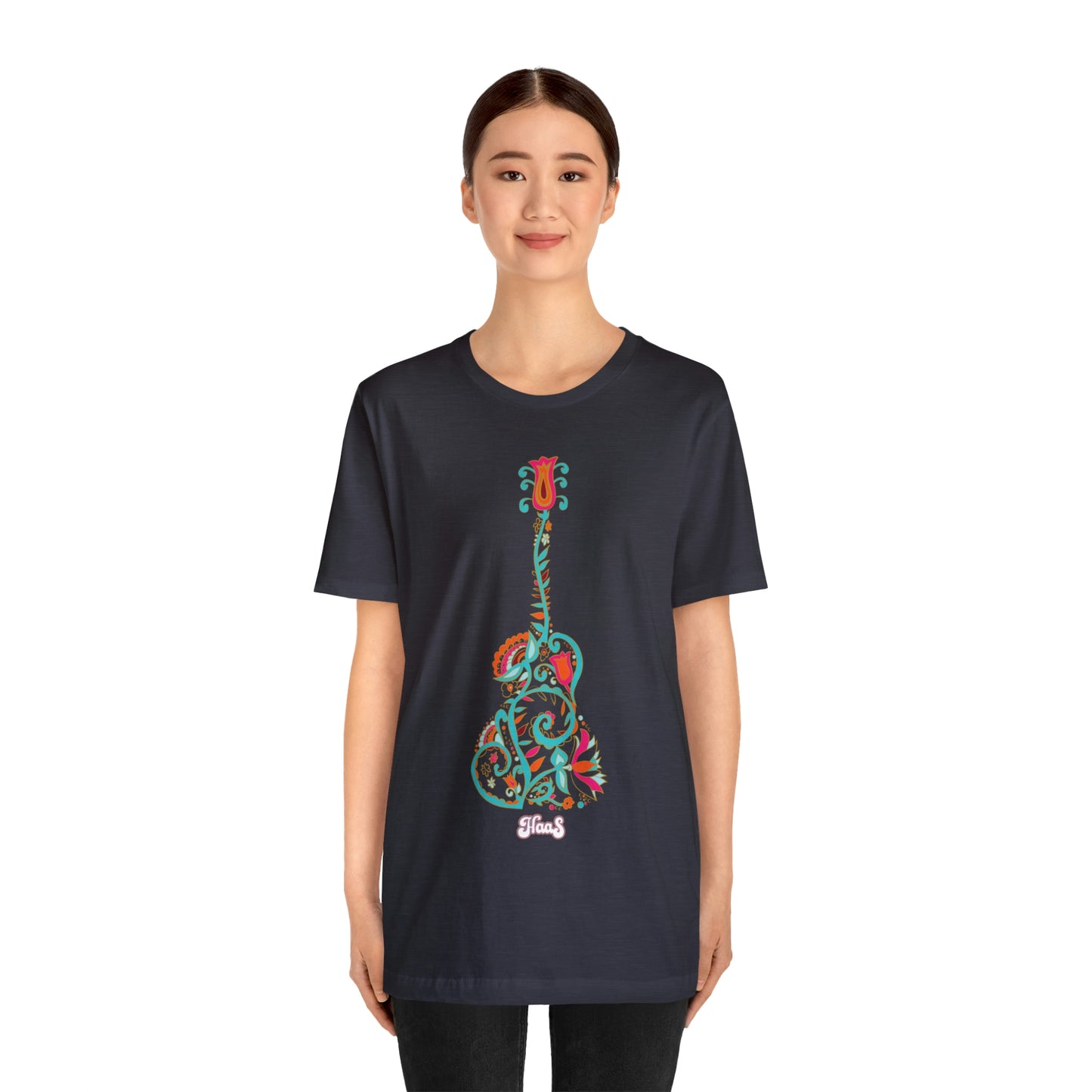 Blooming Floral Guitar Unisex Tee 100% Airlume Cotton