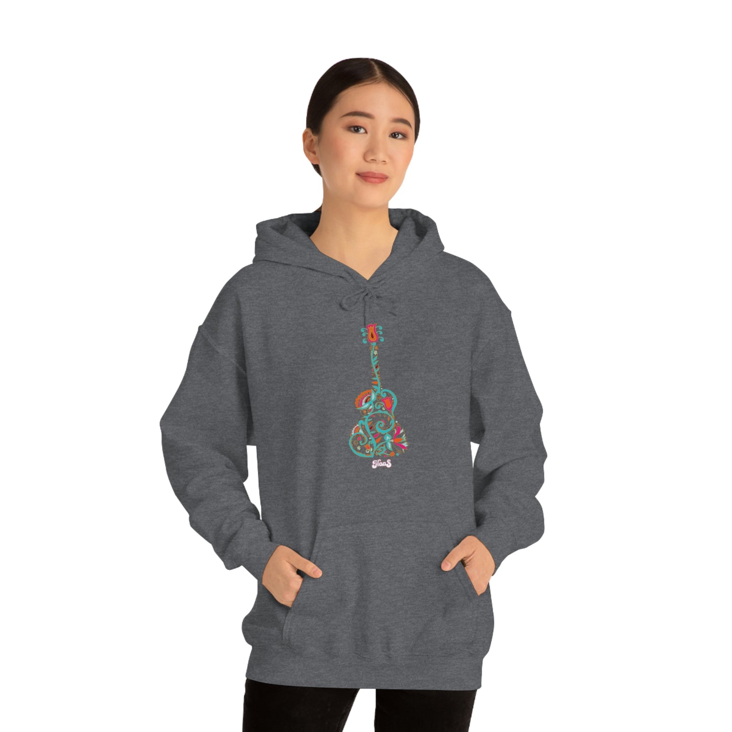 Blooming Floral Guitar Unisex Heavy Blend™ Hooded Sweatshirt