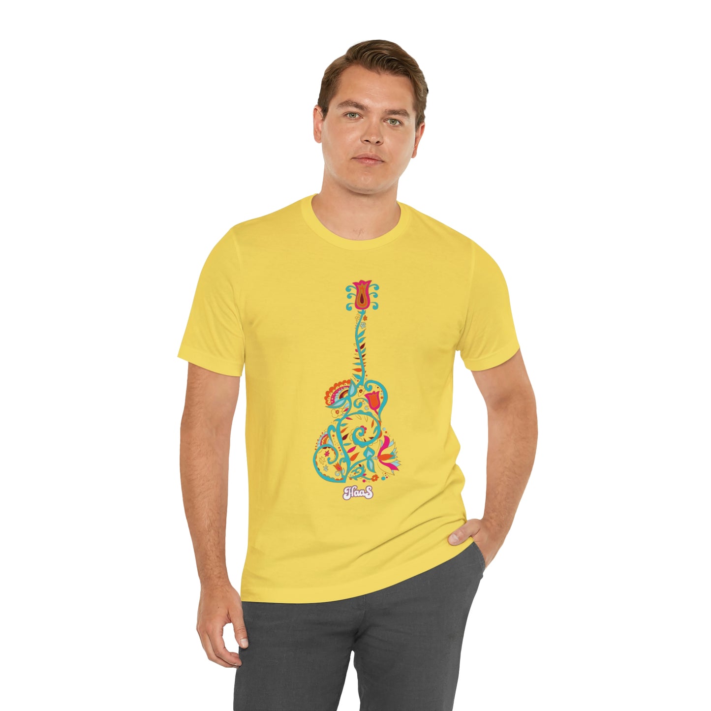 Blooming Floral Guitar Unisex Tee 100% Airlume Cotton