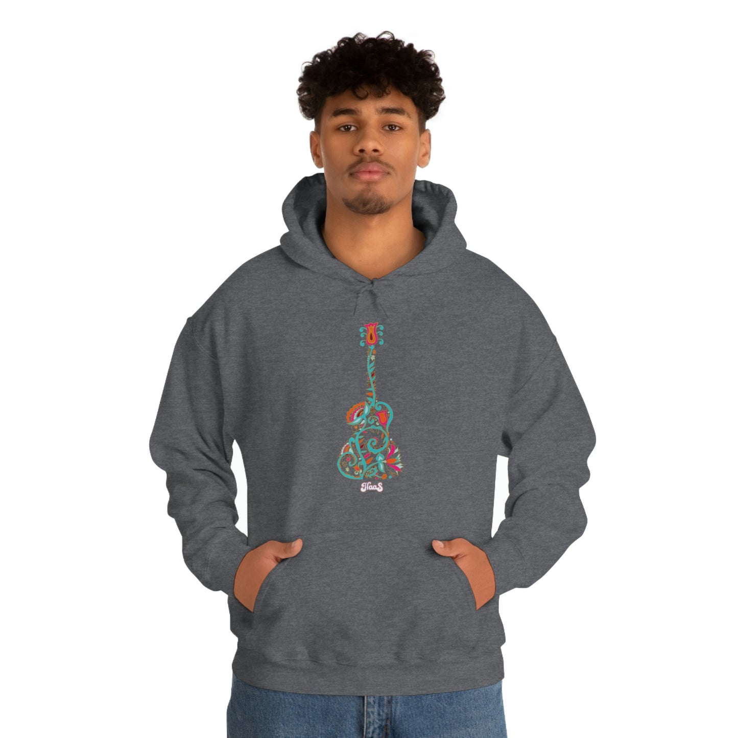 Blooming Floral Guitar Unisex Heavy Blend™ Hooded Sweatshirt