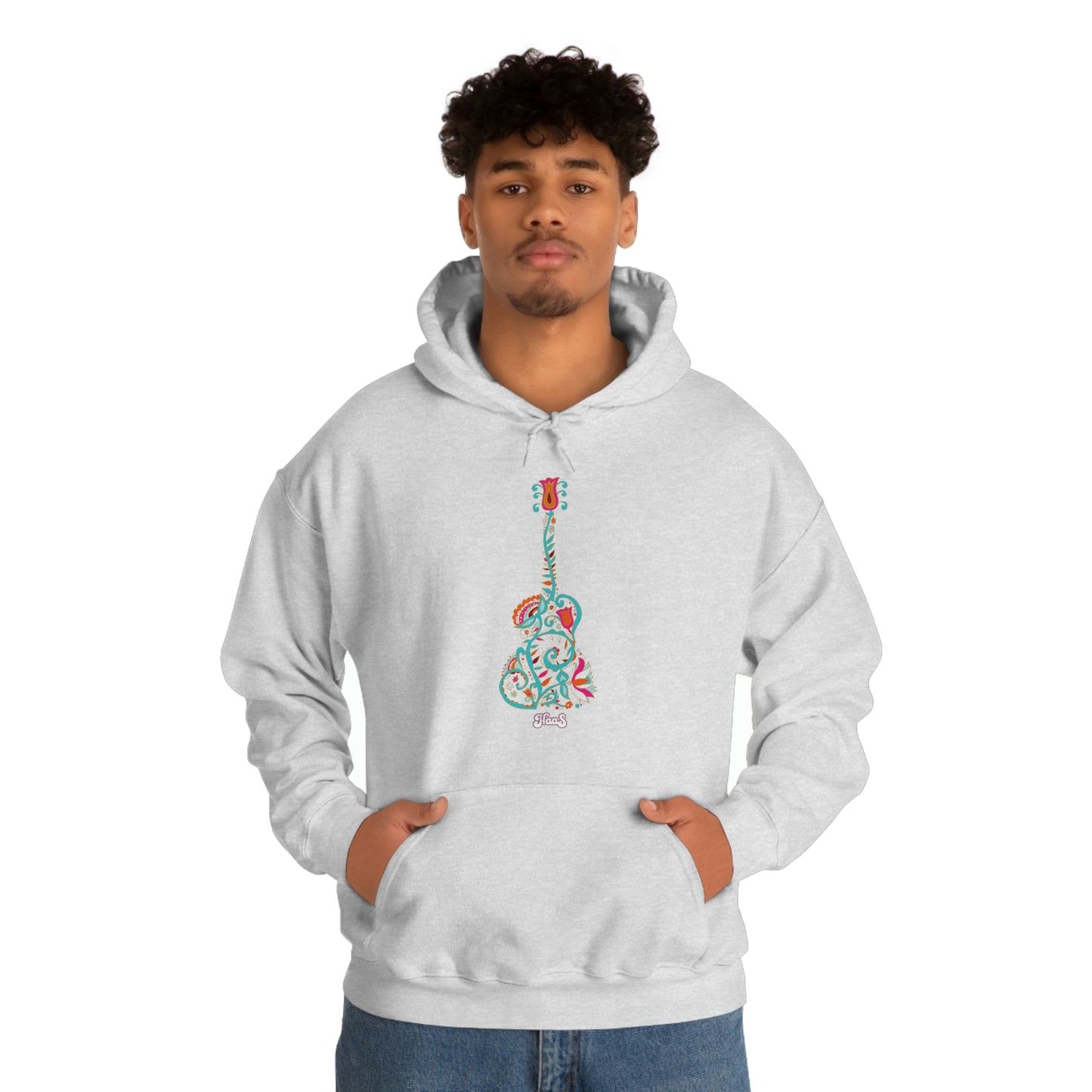 Blooming Floral Guitar Unisex Heavy Blend™ Hooded Sweatshirt