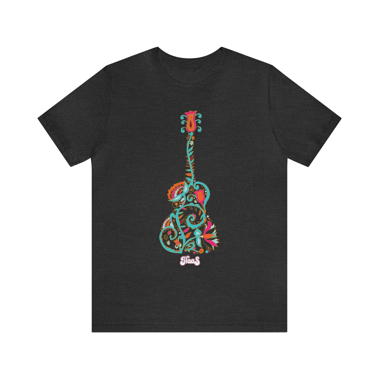 Blooming Floral Guitar Unisex Tee 100% Airlume Cotton