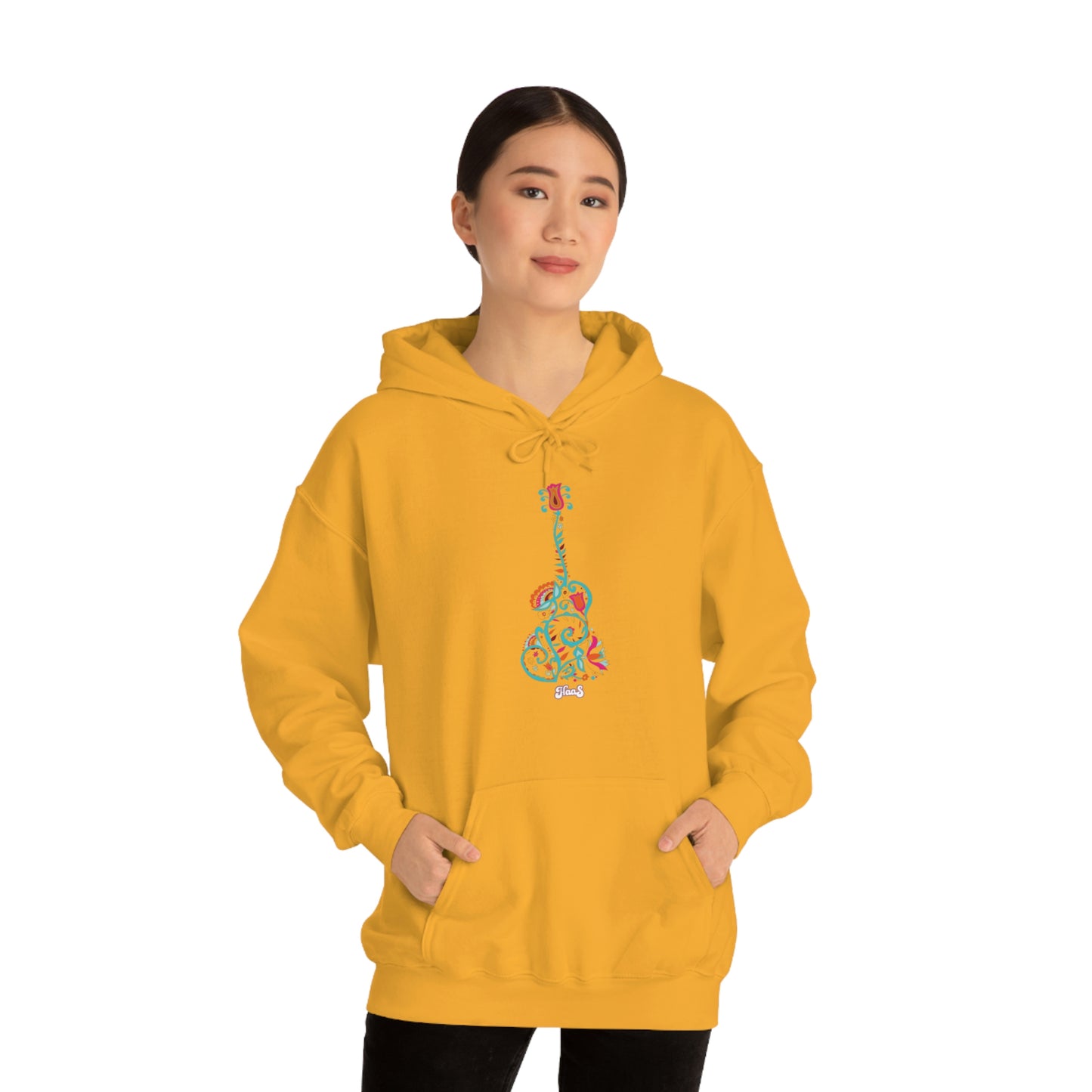 Blooming Floral Guitar Unisex Heavy Blend™ Hooded Sweatshirt