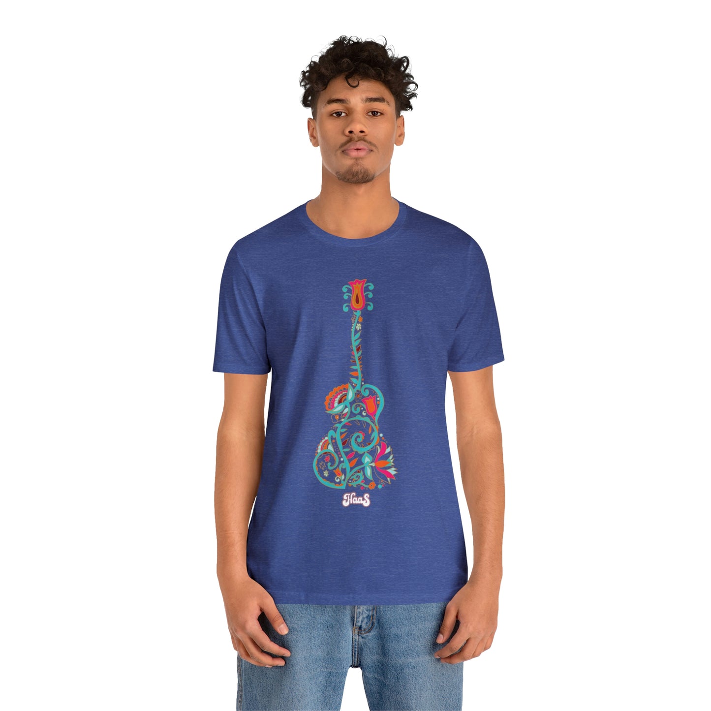 Blooming Floral Guitar Unisex Tee 100% Airlume Cotton