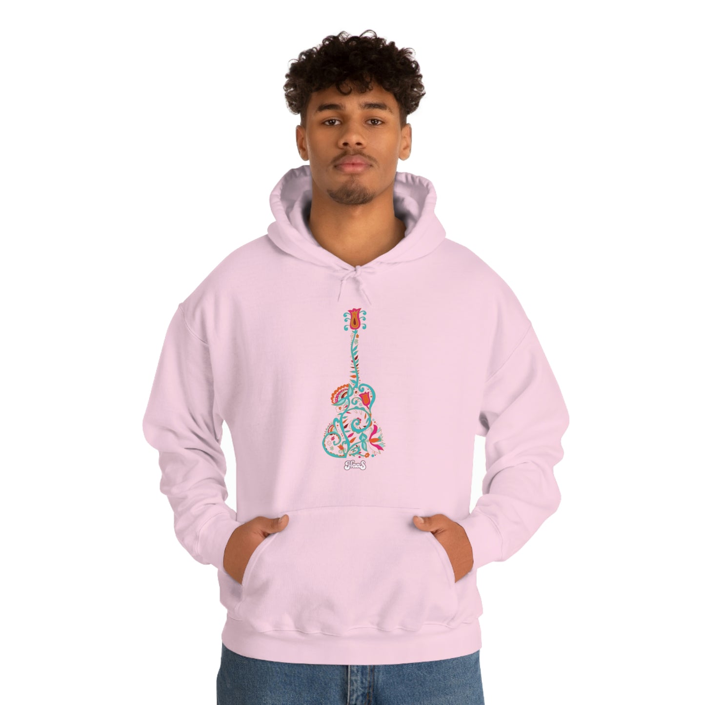 Blooming Floral Guitar Unisex Heavy Blend™ Hooded Sweatshirt