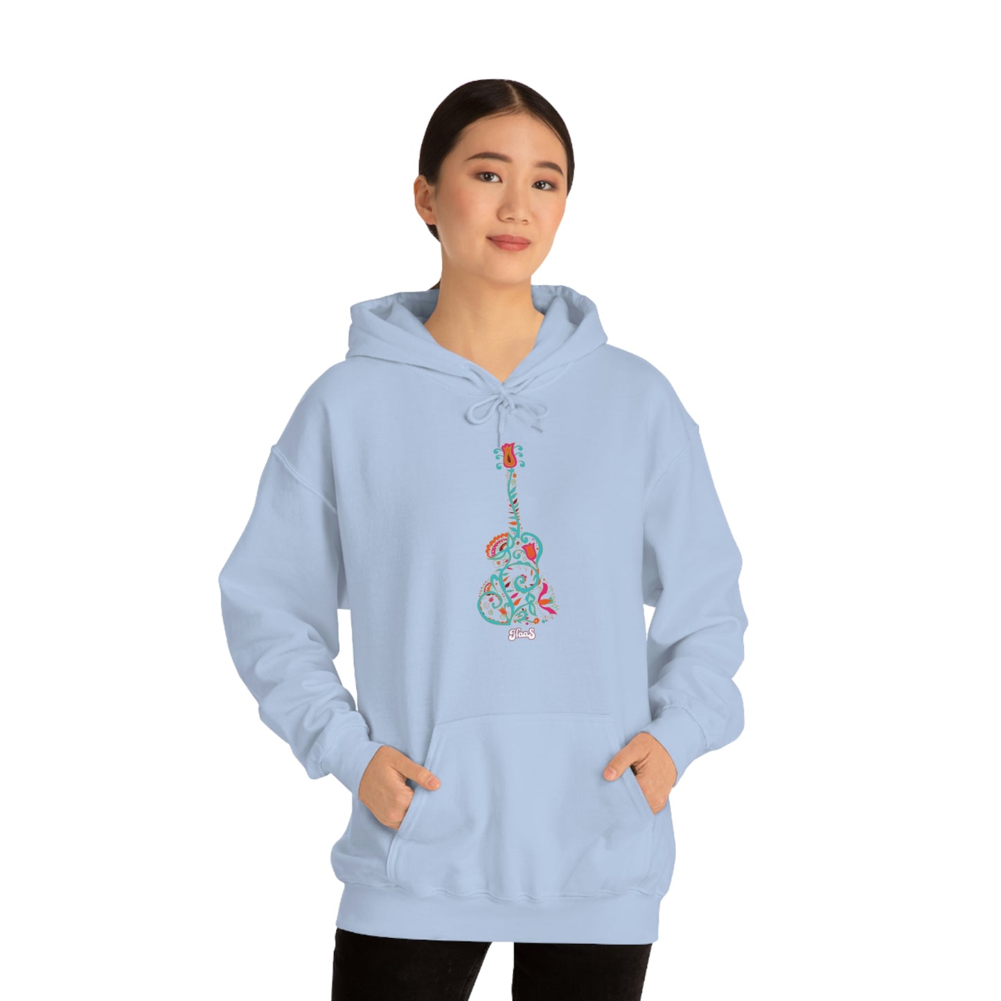 Blooming Floral Guitar Unisex Heavy Blend™ Hooded Sweatshirt