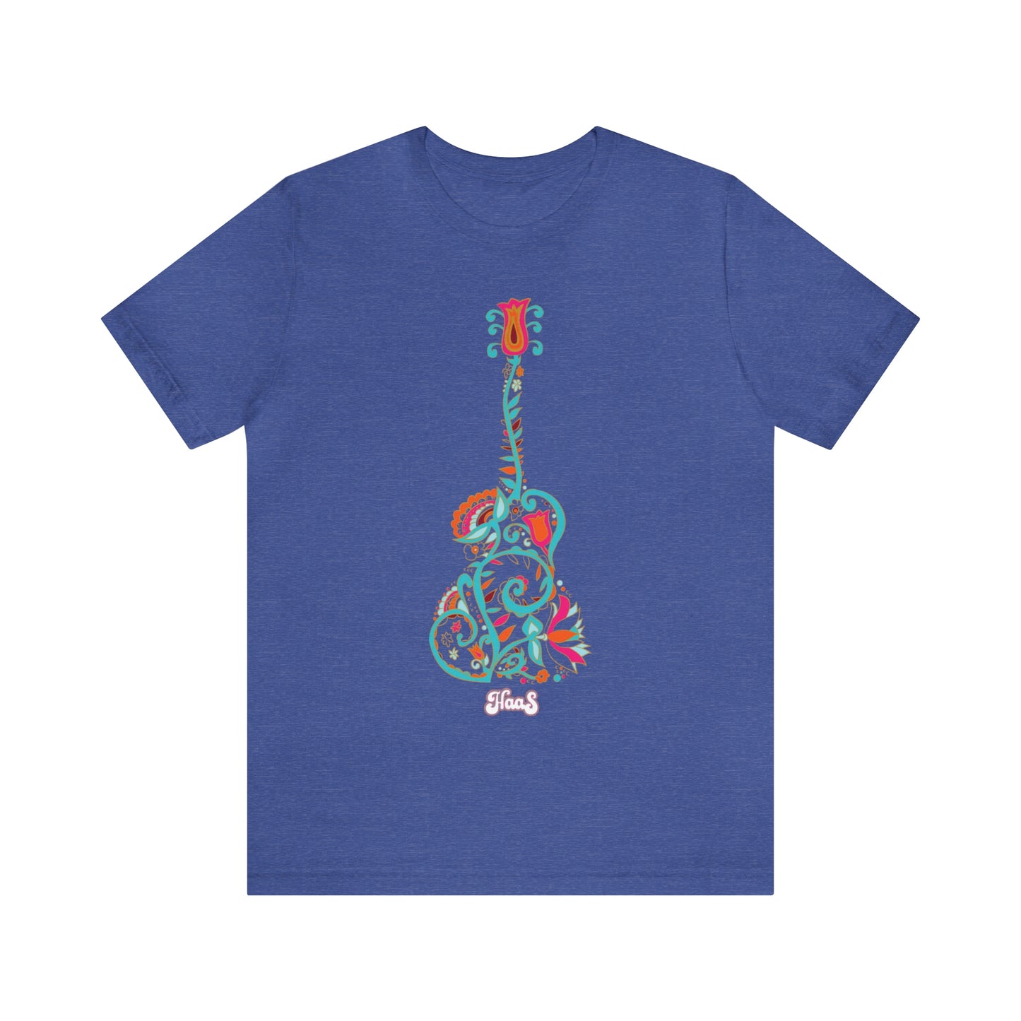 Blooming Floral Guitar Unisex Tee 100% Airlume Cotton