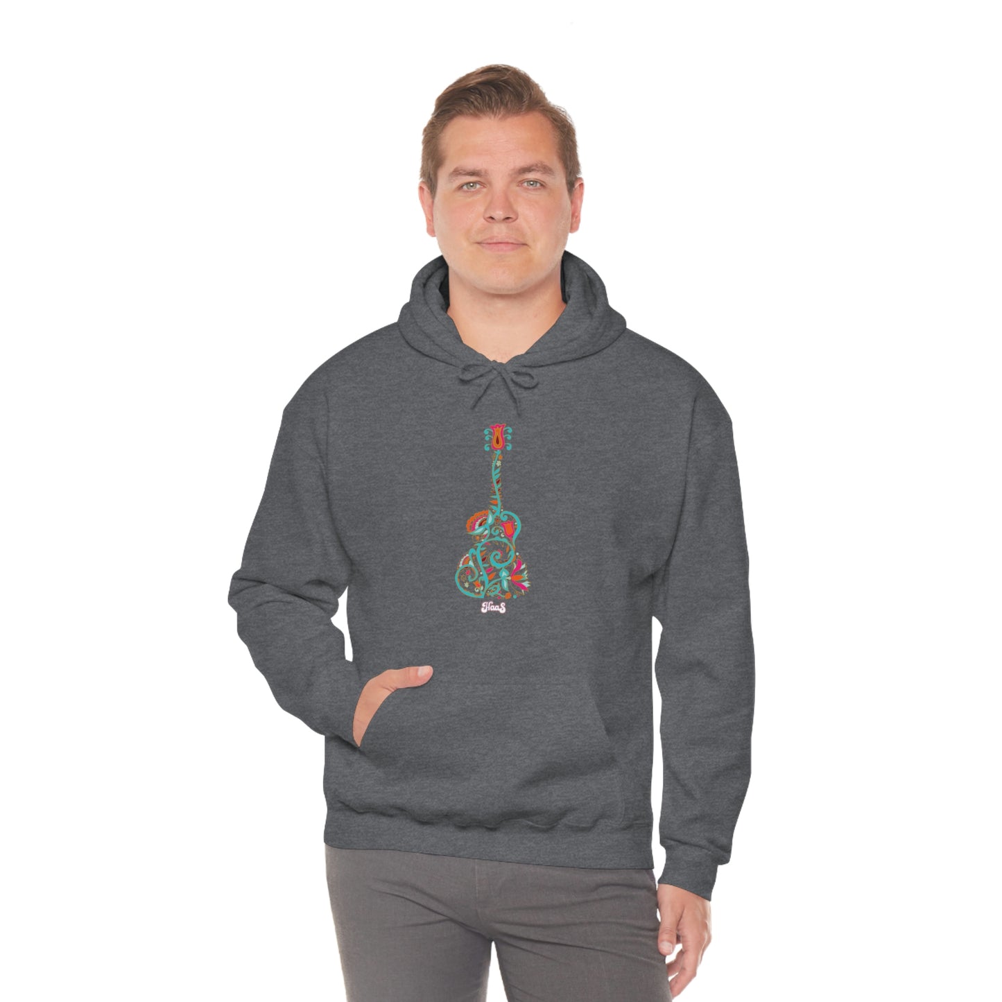 Blooming Floral Guitar Unisex Heavy Blend™ Hooded Sweatshirt