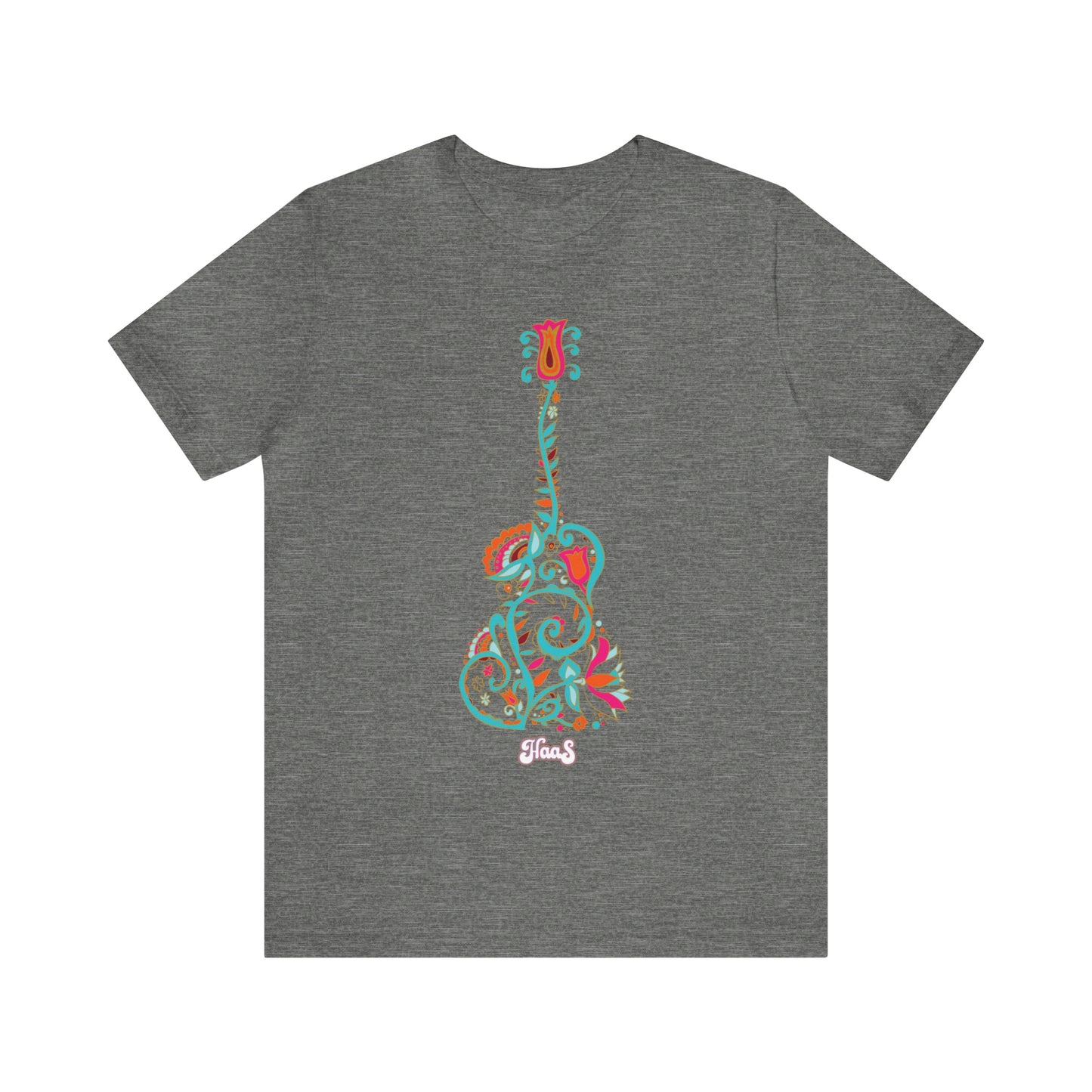 Blooming Floral Guitar Unisex Tee 100% Airlume Cotton