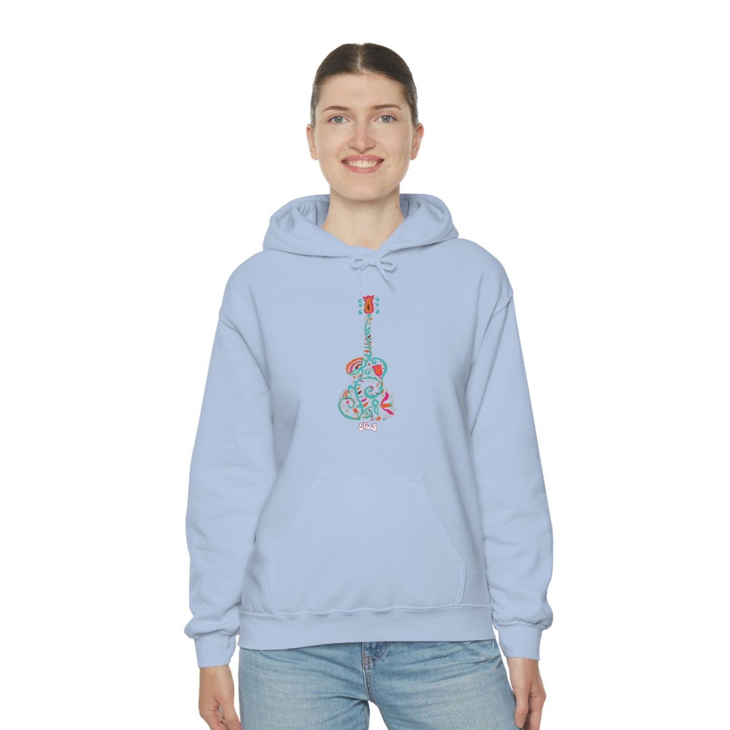 Blooming Floral Guitar Unisex Heavy Blend™ Hooded Sweatshirt