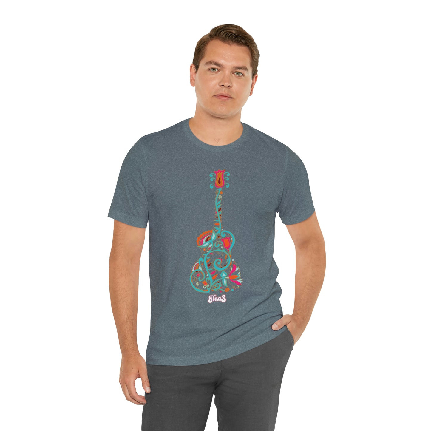 Blooming Floral Guitar Unisex Tee 100% Airlume Cotton