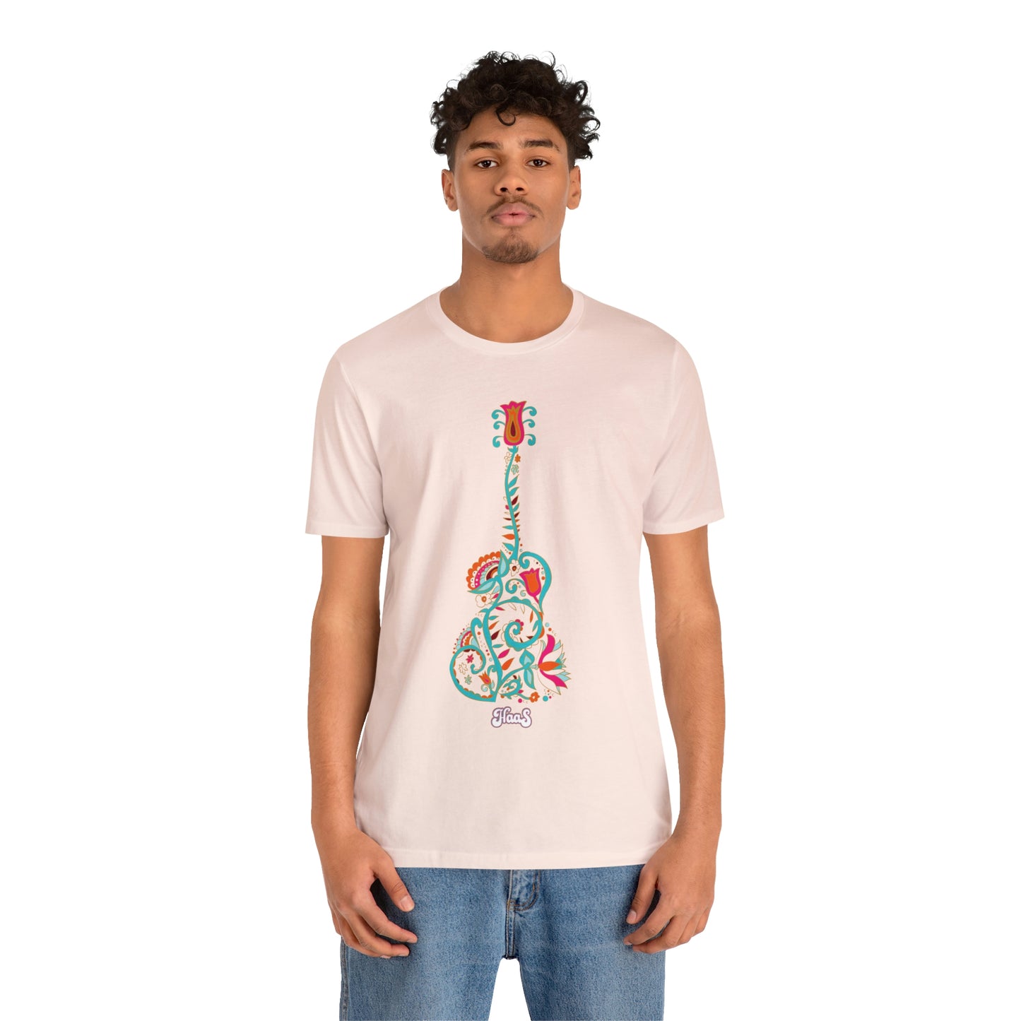 Blooming Floral Guitar Unisex Tee 100% Airlume Cotton