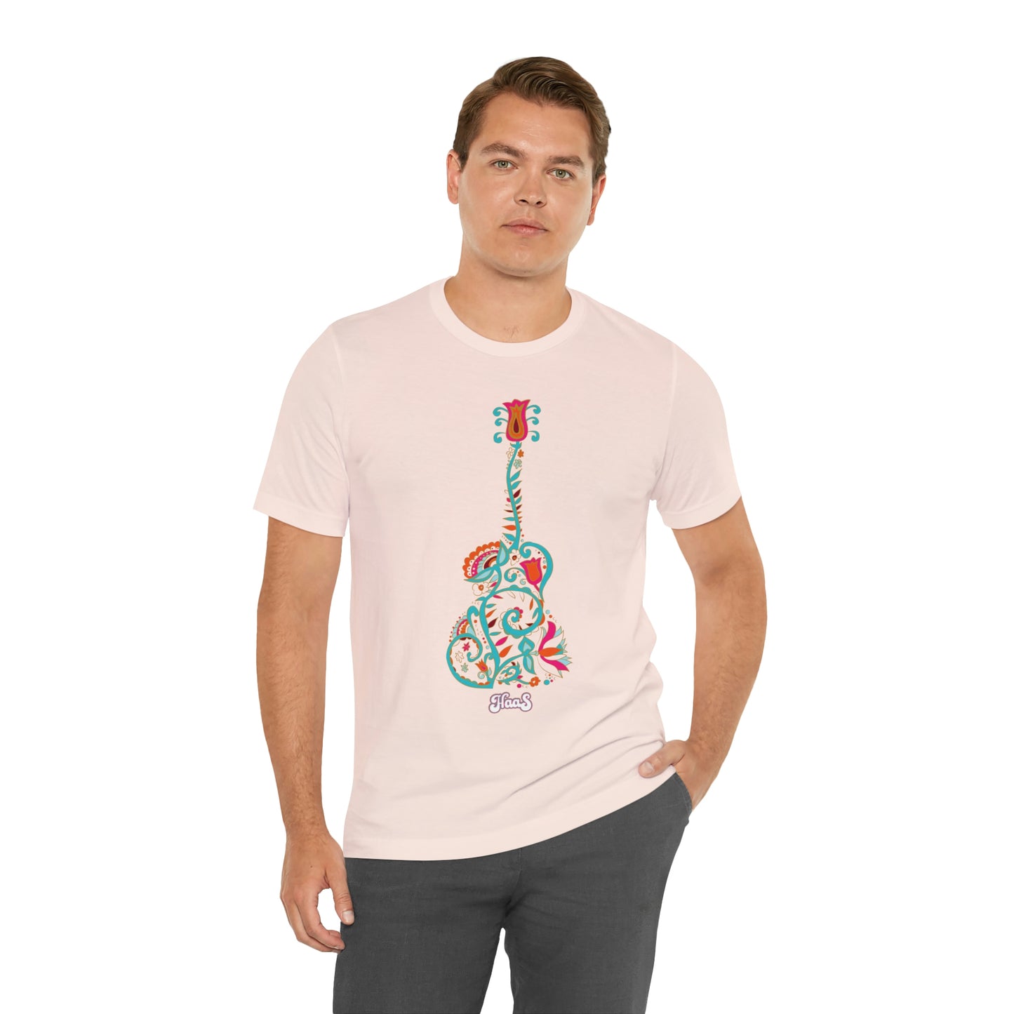 Blooming Floral Guitar Unisex Tee 100% Airlume Cotton