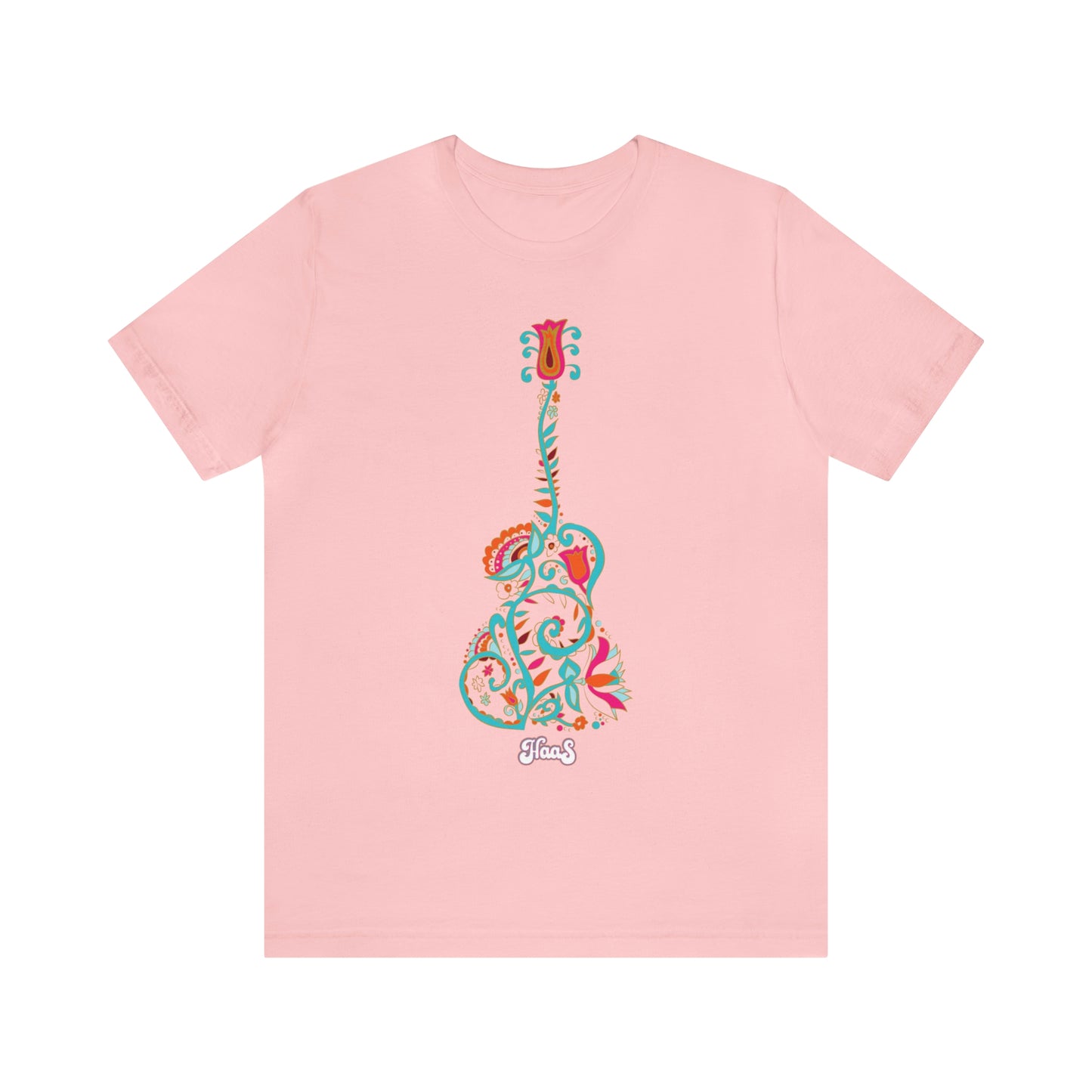 Blooming Floral Guitar Unisex Tee 100% Airlume Cotton